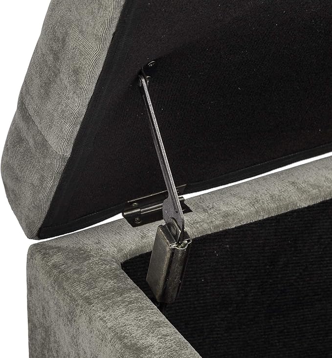 Joveco Storage Ottoman Foot Rest Stool, 24" Velvet Footstool Bench for Living Room Bedroom, Light Grey