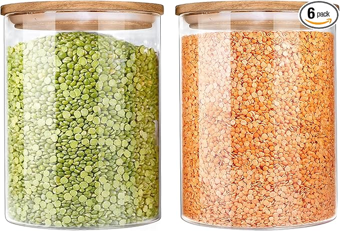 Urban Green Glass Jars with Airtight Lids, Airtight Glass Canisters set, Large Food Storage Containers with Wood Lids, 2 Pack of 100oz， Dry Food Pantry Jars, Flour Containers