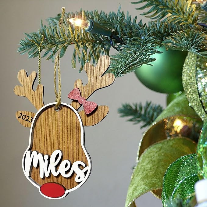 2025 Custom Christmas Ornaments Personalized Name Tag Wooden Ornaments,Custom Christmas Deer Ornaments Deorations for Xmas Tree,Customized Xmas Ornament,Personalized Xmas Ornament Gifts
