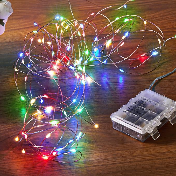 1 Pack 16.4 Ft. Battery Operated Outdoor String Lights with Remote & Timer, LED Multi Color Fairy Lights, Waterproof Twinkle Lights for Bedroom, Dorm, Mason Jar, Wedding, Party, Christmas