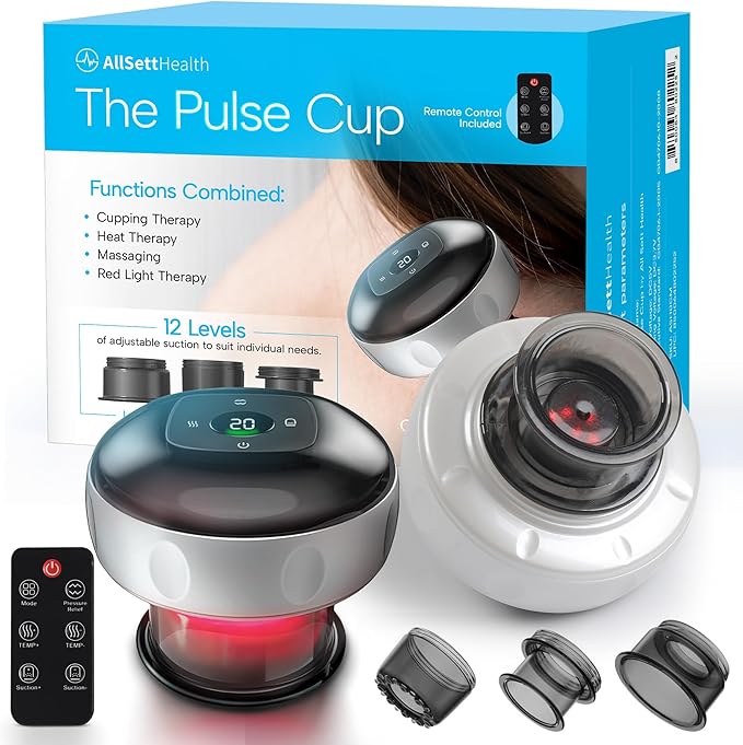 Electric Cupping Kit for Massage Therapy with Red Light - 5-in-1 Cupping Set, Includes 3 Smart Cups and Remote - Massager Device & Cupping Therapy Set for Back Muscle Soreness & Cellulite Reduction