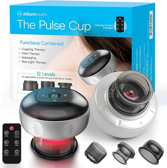 Electric Cupping Kit for Massage Therapy with Red Light - 5-in-1 Cupping Set, Includes 3 Smart Cups and Remote - Massager Device & Cupping Therapy Set for Back Muscle Soreness & Cellulite Reduction