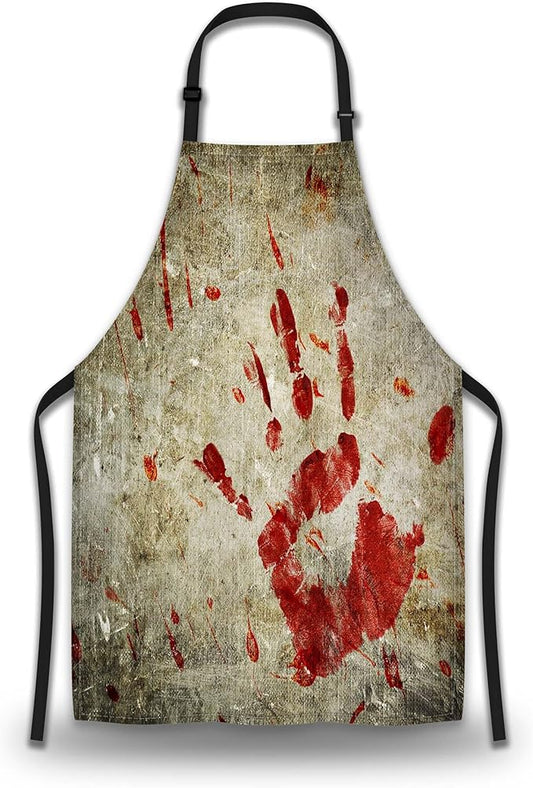 Baking Apron for Women Bloody Handprint Grungy Wall Kitchen Aprons for Men for Kitchen Cooking Restaurant BBQ Painting Crafting 27” (W) x 31” (H), Waterproof Apron