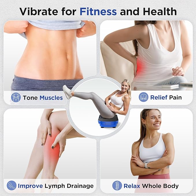 FEIERDUN Vibration Plate Exercise Machine, Vibration Plate for Lymphatic Drainage, Power Plate Vibration Platform for Weight Loss, Toning & Wellness