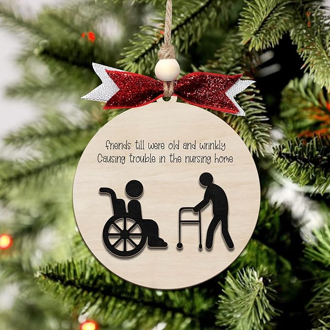 Funny Christmas Ornaments 2024, Unique Christmas Ornaments, Funny Christmas Gag Gifts for Men Women, Friends, Wooden Ornaments for Christmas Tree, Funny Ornaments for Adults