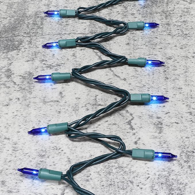 Green Wire,Blue Incandescent Bulb 100 Mini String Lights for Indoor Christmas Tree Garland Birthday Wedding Party Festival Decoration