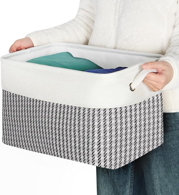 Kntiwiwo Foldable Storage Bins 15" x 10" x 9.5" Fabric Storage Basket Cube with Handles Large Linen Closet Organizer Bins for Organizing Shelf Home, Set of 3, Houndstooth