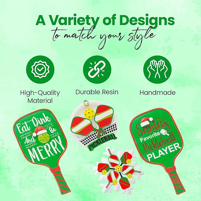 Eat Dink and Be Merry Pickleball Paddle Christmas Ornament, a US Family-Owned Business - Sportybella Pickleball Gifts Christmas Tree Decorations, Sports Enthusiast Pickleball Paddles Decor