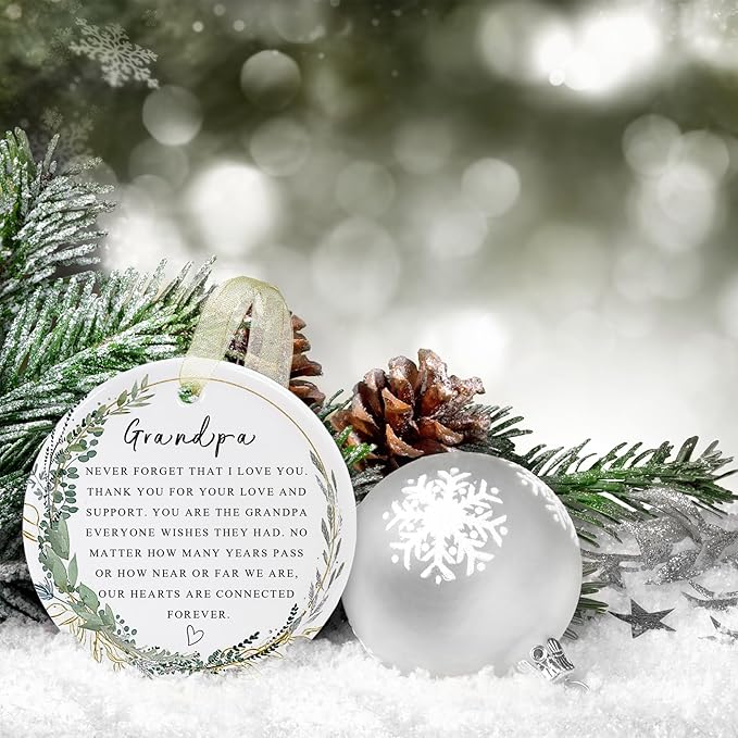 Grandpa Ornaments 2025 Grandpa Xmas Christmas Ornament Forever Ornament Best Ever Gift Double-Sided Printing Ceramic (2.9"