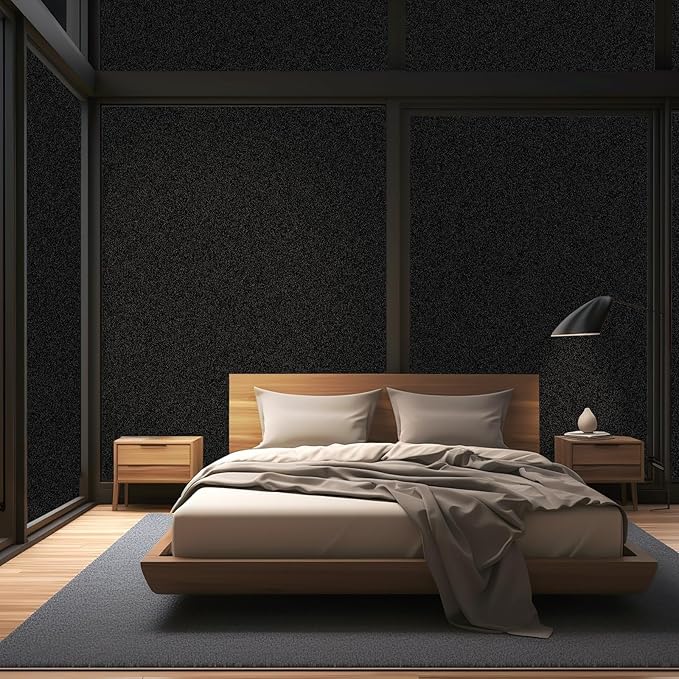 DUOFIRE Blackout Window Film Completely Light Blocking Privacy Window Film Room Darkening Frosted Tint Films for Day Sleep, Non Adhesive Static Cling Windows Films DT-C009(11.8×47Inch)