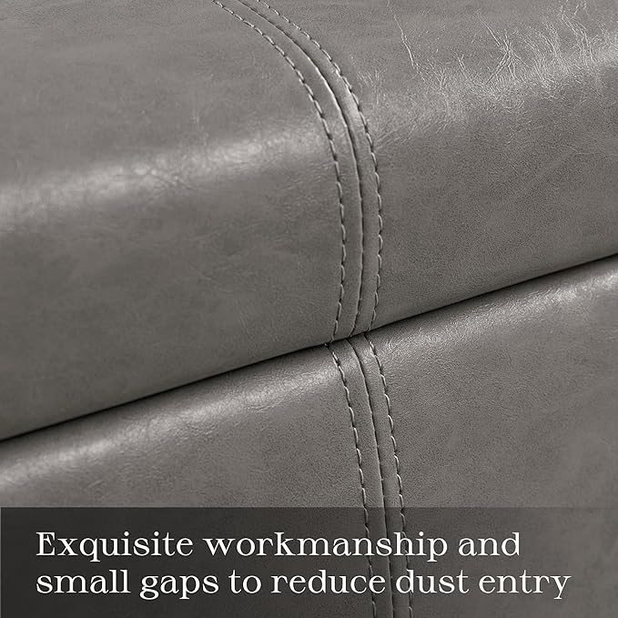 HUIMO Square Leather Storage Ottoman,Ottoman Coffee Table with Storage for Living Room (Taupe)