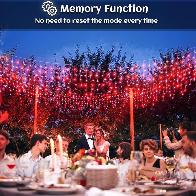 33ft Icicle Lights for Outside, Red Christmas Lights Outdoor Waterproof for House, 400 LED Twinkle Tree Lights with 75 Drops Clear Wire Short Curtain Light for Room Home Wall Indoor Decorations