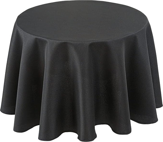 Biscaynebay Textured Fabric Round Tablecloths 70", Black Water Resistant Washable Table Cloth Circle Folding Table Covers for Dining, Kitchen, Wedding, Parties etc