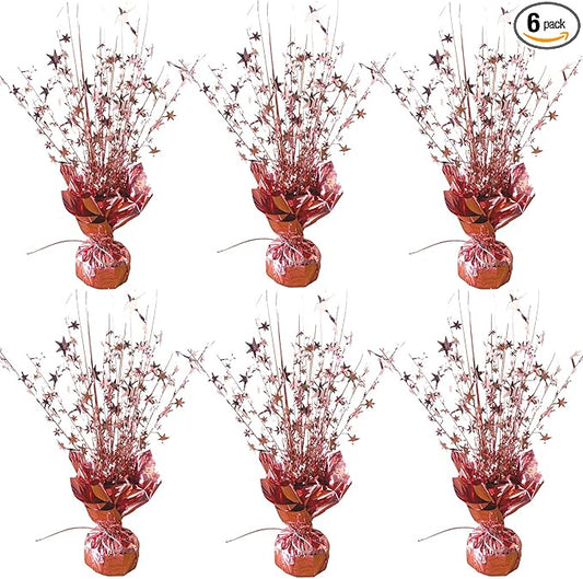 6 Pack Metallic Foil Spray Centerpiece Star Table Decoration Burst Table Centerpieces for Birthday Wedding Anniversary Graduation Holiday Party Supplies Decor, Rose Gold