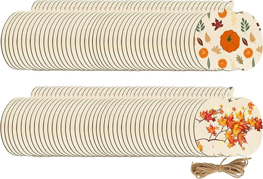 90 Pcs Thanksgiving Pumpkin Wooden Cutouts Unfinished Wood Crafts Pumpkin Wooden Pumpkins Ornaments to Paint Decorations DIY Blank Fall Pumpkin Shapes Discs Halloween 3.9x3.5 Inch