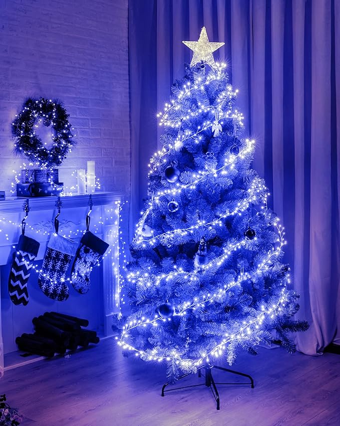 Fairy Lights Battery Operated, Twinkle String Lights Waterproof Silver Wire 5 Feet 60 Led Firecracker Starry Lights for DIY Wreath Home Wedding Party Bedroom Mason Jar Holiday Christmas, Blue