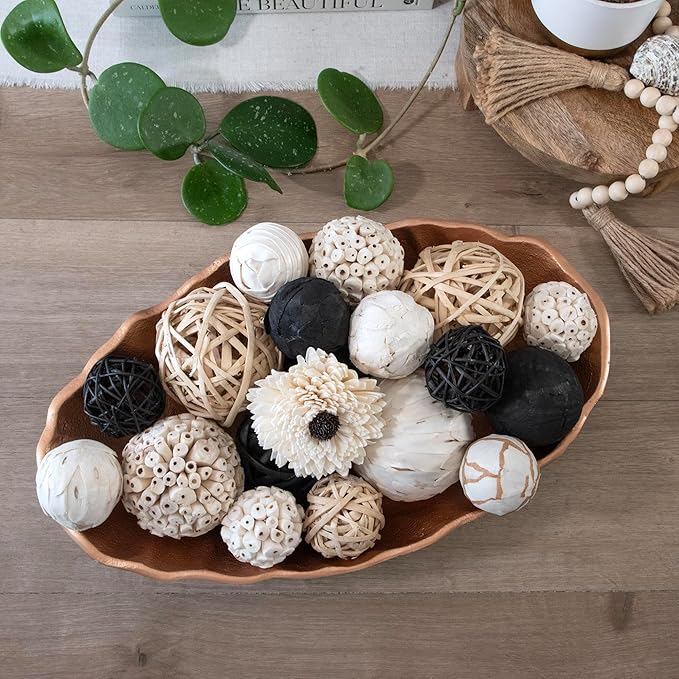 ANDALUCA Black & White Decorative Balls Bowl Filler Bag with Orbs, Balls (Black)