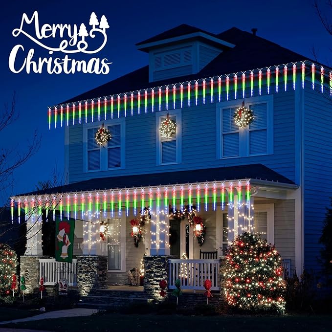Color Changing Icicle Lights Outdoor 32.8FT 20 Tubes 100 LED Smart Christmas Lights, 39 Color Modes Waterproof Connectable Icicle Indoor Decoration for Tree Patio Roof Holiday, Smart