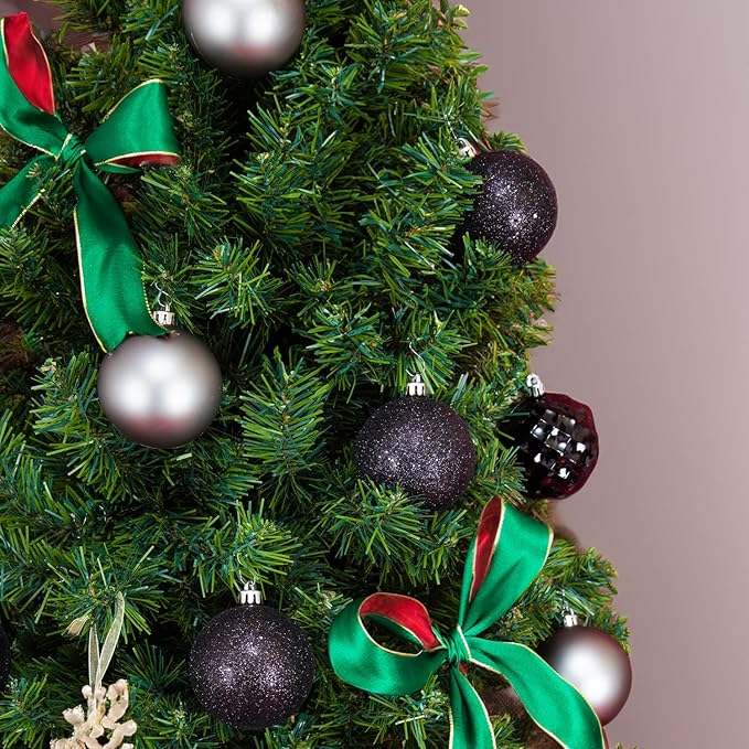 Every Day is Christmas Ornaments, Shatterproof Christmas Tree Ornament Set, Christmas Balls Decoration 35 Count (2.75"/70mm, Black Grey)