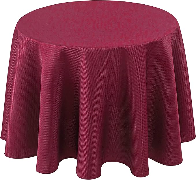 Biscaynebay Textured Fabric Christmas Round Tablecloths 70", Burgundy Water Resistant Folding Table Covers for Dining, Kitchen, Wedding, Parties Machine Washable