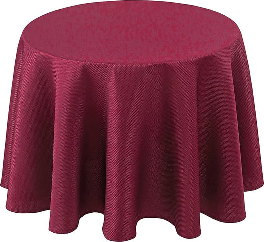 Biscaynebay Textured Fabric Christmas Round Tablecloths 70", Burgundy Water Resistant Folding Table Covers for Dining, Kitchen, Wedding, Parties Machine Washable