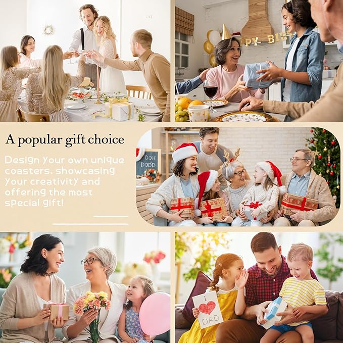 48 Pieces Unfinished Wood Coasters, GOH DODD 4 Inch Wooden Blanks with Non-Slip Pads for Laser Engraving Wood Burning Staining Painting Decoupage Housewarming Gifts Wedding Crafts Education, Square