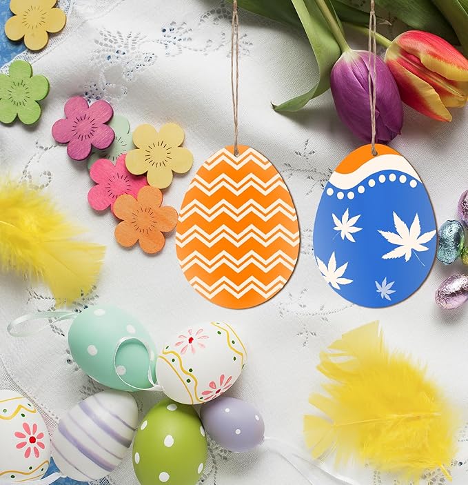 FCECOR 100PCS 4" Wooden Eggs for Crafts, Wooden Easter Eggs to Paint Wood Easter Eggs Slices DIY Crafts for Kids, Unfinished Wooden Ornaments Easter Wood Cutouts for Spring Easter Crafts, Party Decor