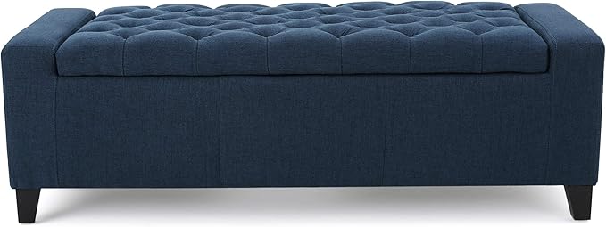 Christopher Knight Home Hikaru Fabric Storage Ottoman, Dark Blue Dimensions: 20.50”D x 51.00”W x 17.00”H