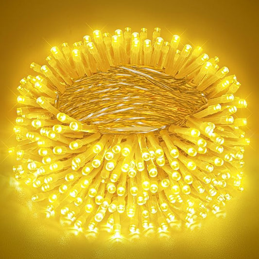 197FT 600 LED Christmas Lights Outdoor, Warm White Christmas Lights Indoor 8 Modes Clear Wire, Plug in Twinkle Fairy String Light for Outside Bedroom Wedding Xmas Tree Party Decorations