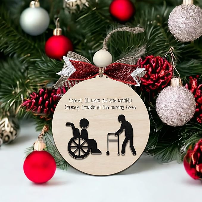 Funny Christmas Ornaments 2024, Unique Christmas Ornaments, Funny Christmas Gag Gifts for Men Women, Friends, Wooden Ornaments for Christmas Tree, Funny Ornaments for Adults