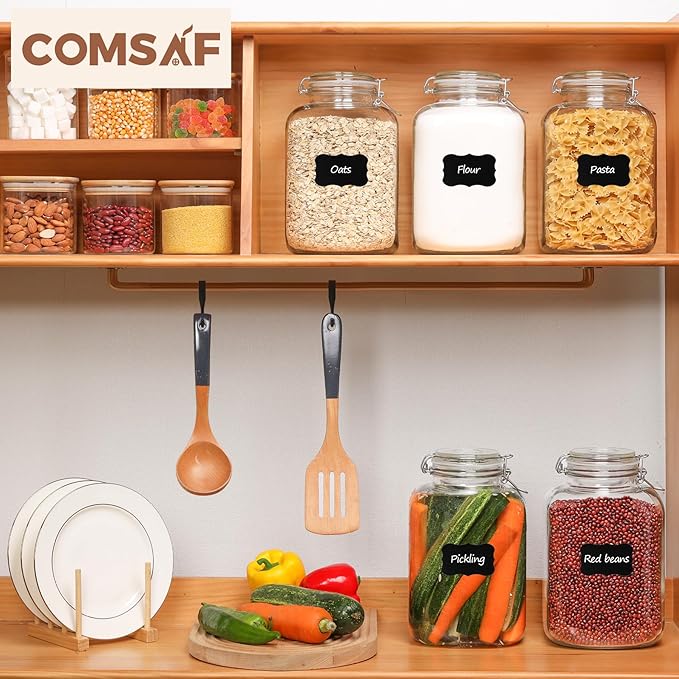 ComSaf 1 Gallon Glass Jar with Lid, Flour Sugar Storage Containers 128oz, Cereal containers storage, Glass Jars with Airtight Lid, Large Storage Containers with Lids for Pickled Egg, Herb, Set of 2