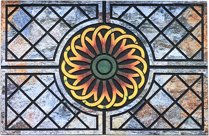 Door Mat Welcome Mat, Heavy Duty Door Mat 23.6 x 35.4 Inch Front Door Mat Rug Doormat for Outdoor Entrance Home Non-Slip Rubber Rug for Front Door, Outside, Entryway, Patio (Flower)