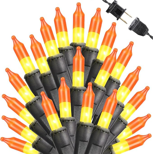 Toodour Candy Corn Halloween Lights, 75ft 300 Count Incandescent Halloween String Lights, UL Certified Connectable Mini Bulbs Yellow & Orange Light for Home, Garden, Porch, Party, Yard, Indoor Decor