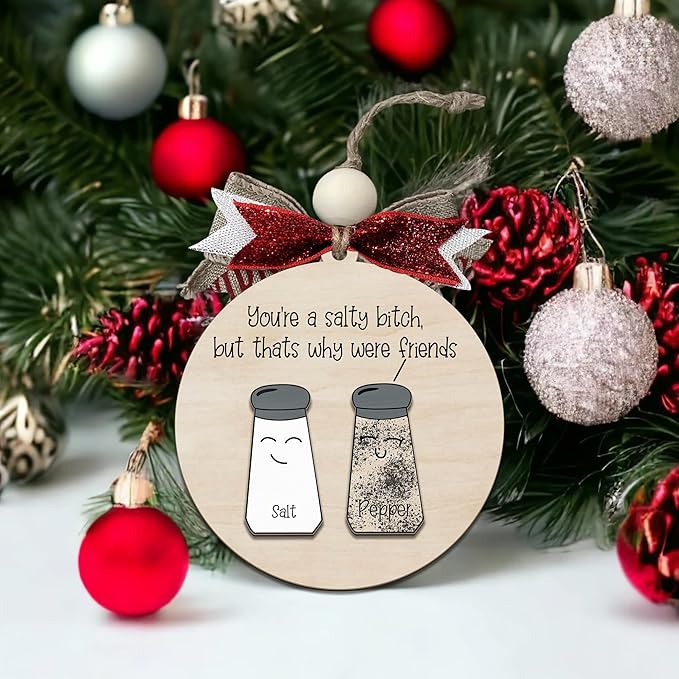 Funny Christmas Ornaments 2024 - Unique Wooden Ornaments for Tree, Gag Gifts for Men, Women, Friends, Adults