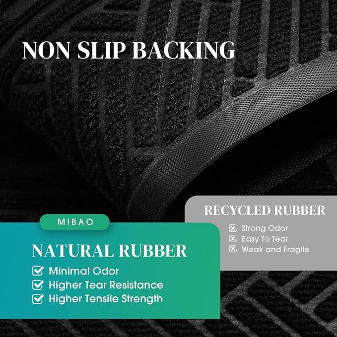 Mibao Front Door Mat Outside Entrance, Durable Outdoor Indoor Mat, Low Profile Heavy Duty Doormat, Non-Slip, Traps Dirt and Moisture, Easy Clean Patio Porch Entryway Mat, 47" x 32", Black