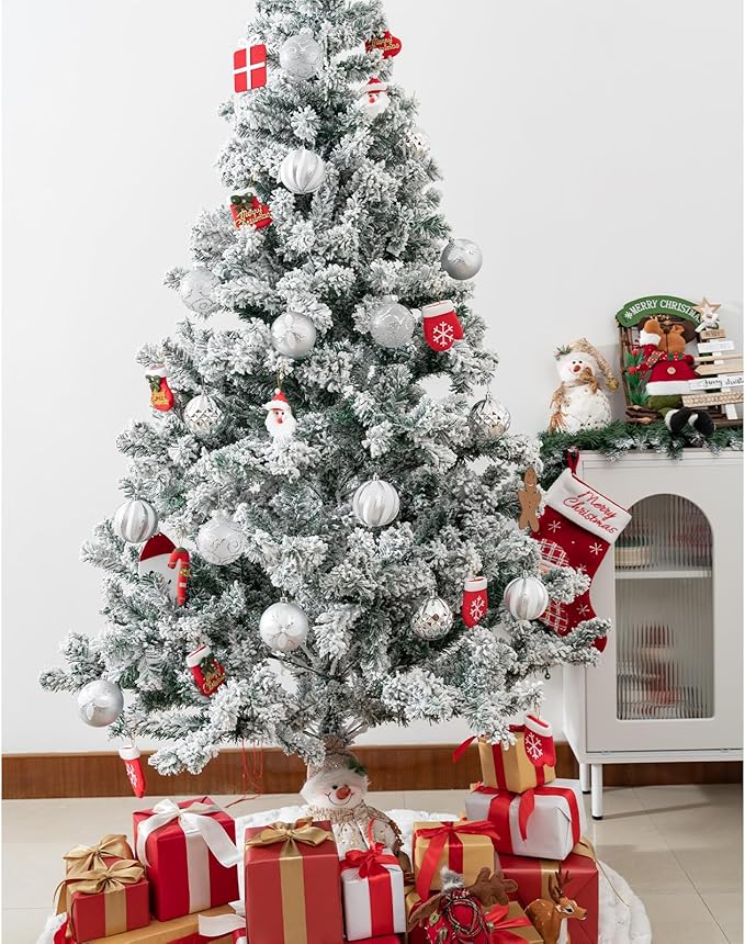 16Pcs Christmas Ball Ornaments Set, 3.15" Shatterproof Christmas Ornaments, Luxury Glitter Hanging Ornaments for Xmas Tree, Xmas Holiday, Party, Wedding (Silver)