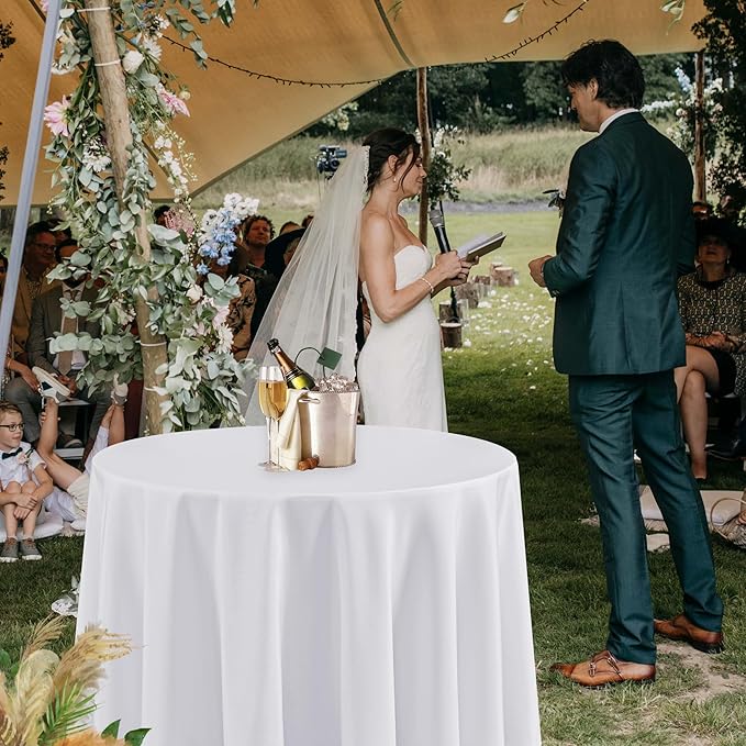 Fitable 6 Pack White Round Tablecloths - 70 Inches Round - Wrinkle and Stain Resistant Fabric Table Clothes, Washable Polyester Table Covers for Wedding, Party, Banquet, Formal Events