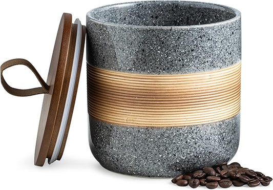 Spice Jars with Airtight Lid, Coffee Container Canister Kitchen Food Storage Jars for Spice Sugar Tea Bag, Stackable Decorative Jars for Countertop, Grey & 37oz