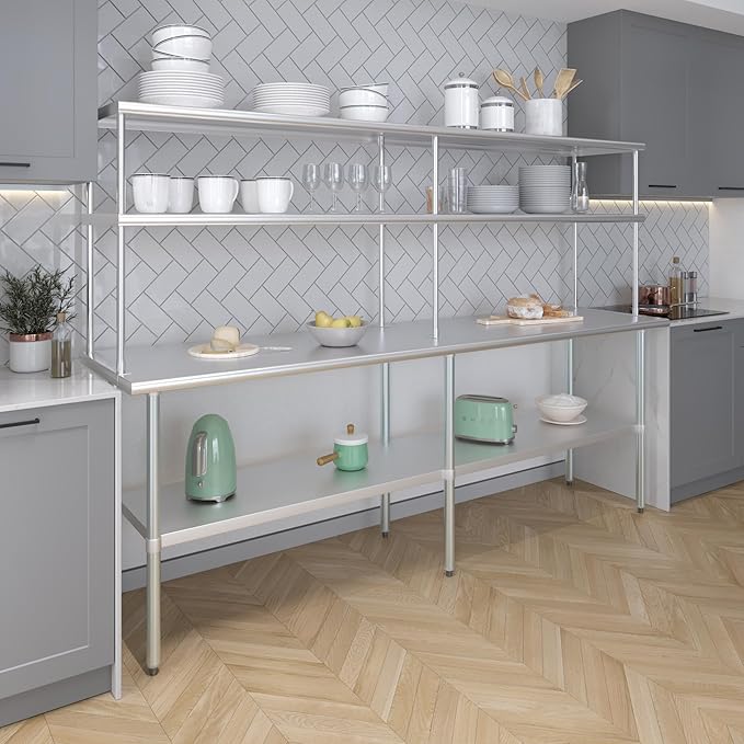 AmGood Double OverShelf Stainless Steel NSF - Many (96" Long x 18" Deep)