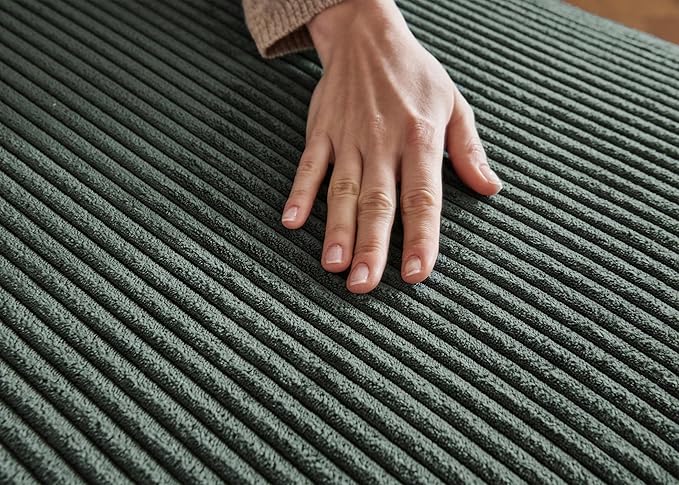 Nolany Sectional Sofa with Storage Ottoman, U Shape Couch with Chaise, Corduroy Modular Sectional Couch for Living Room, Green