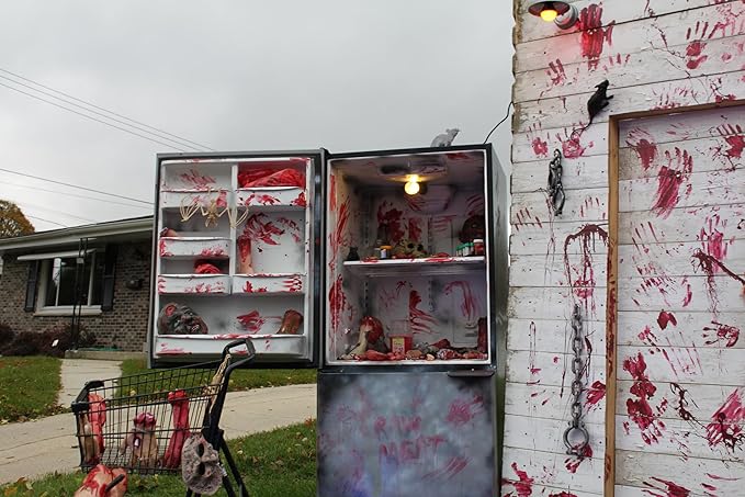 Halloween Clings- Bloody Handprint Footprint Floor Stickers, Scary Halloween Party Decor for Windows and Cars, Indoor/Outdoor Use - 12 Sheets