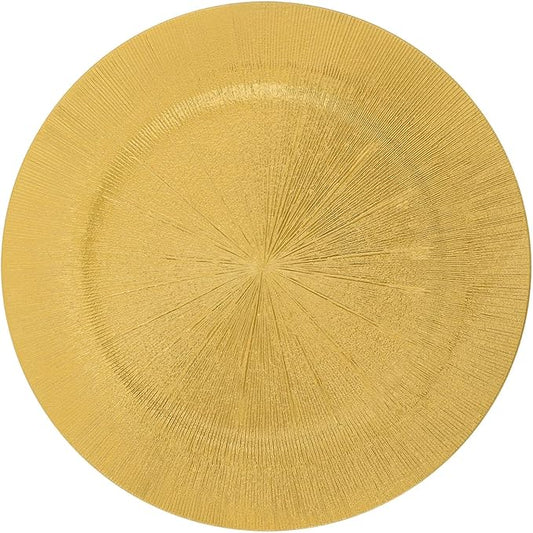 Antique Charger Plates Set 13'' Round Embossed Dinner Plate Chargers Plastic Elegant Floral Plates for Dinner Wedding Party Event Table Kitchen Decoration 100PCS (Customized Gold 100Pcs)