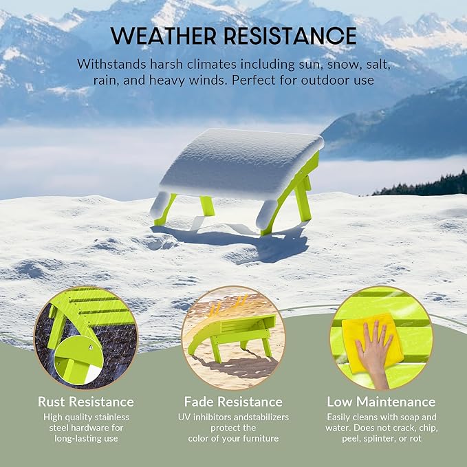 WestinTrends Dylan Outdoor Patio HDPE Adirondack Ottoman Footrest, Lime