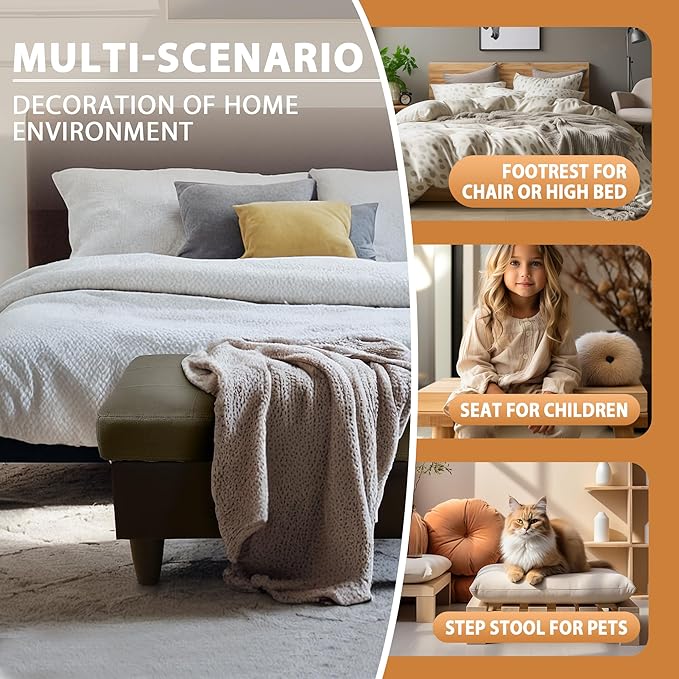 Ottoman Rectangular Storage Ottoman Bench, Flannel Footrest Stool Footstool with Lid for Living Room, Bedroom, Entryway, Taupe&Black, 35"x23.5"x17.5"