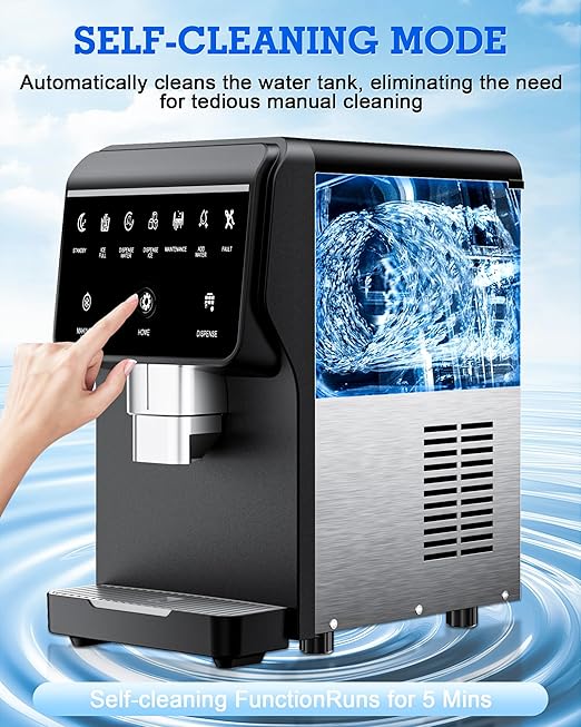 Nugget Ice Maker Machine 80LB/24H, Ice Makers Countertop 6 LB Ice Storage, Chewable Pellet, Ice Water, Self-Cleaning Function for Home/Office/Party/RV
