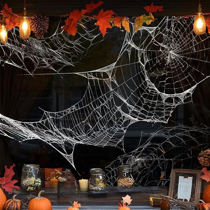 Halloween Window Clings for Glass Fall Static Cling Window Decals 1PCS Spider Web Autumn Reusable Window Stickers Home School Office Decorations
