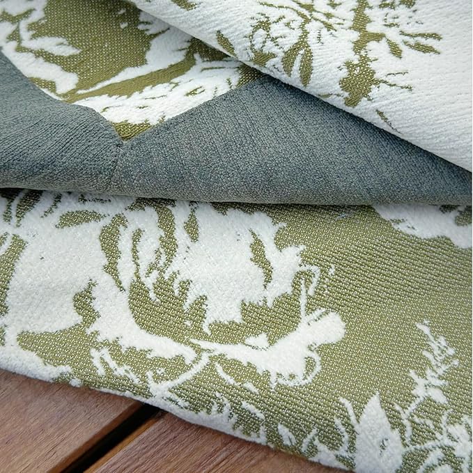 French Jacquard Rectangle Tablecloth, Wrinkle Free Green Table Cloth with Vintage Edge, Floral Outdoor Table Cover for Dining, Farmhouse, Wedding - 60''x108''