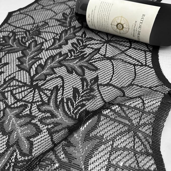 Fall Decorations Table Runner - Black Lace Maple Leaves Table Runners for Autumn Table Decor, 20*75 Inch Halloweens Lace Table Runner for Halloweens Party Home Kitchen Dinner Decoration Indoor