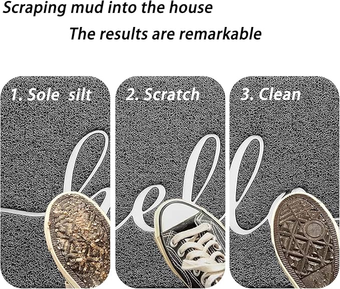 Door Mat (32"x20",Grey), Durable Welcome Mat Low Profile Floor Mat Front Doormat Non Slip Mats Entrance Rectangular Easy to Clean Doormat, for Entryway, Patio, High Traffic Areas