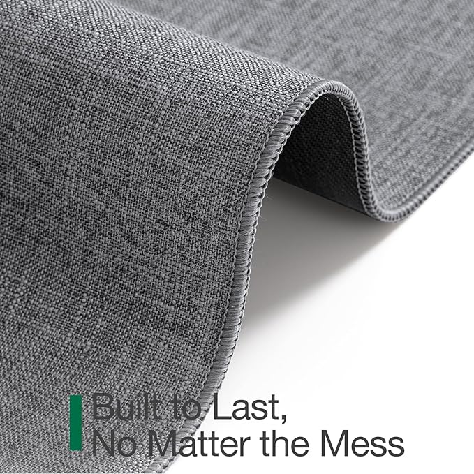 LUMI Ultra Thin Door Mat for Entryway,36"x56" Low Profile Non Slip Rubber Backing Indoor Doormat, Easy Clean Welcome Entrance Mat for Inside House, Patio,Dark Grey